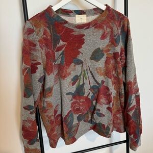 Anthropologie Floral Print Pullover